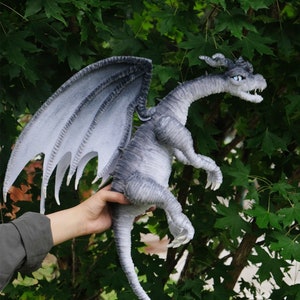 Gray-black dragon posable Dragon dolls,Custom plush dragon Toys,Realistic fantasy creatures plush,Fantasy Dragon,pterosaur dinosaur for her