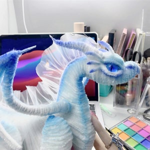 Fee Drache,Blauer Plüsch drache Puppen,Plüsch Drache,Plüschtier Plüschtier,Handgemachter Drache,Plüschtier