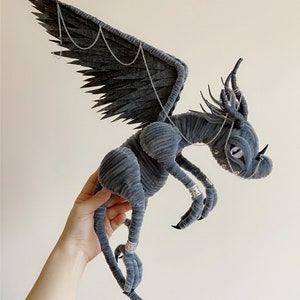 White Fairy Dragon Fluffy dragon dolls Custom plush dragon Personalized Realistic Fantasy Creature plush Handmade Dragon Pterosaur dinosaur