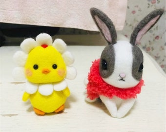 Rabbit Dolls,felted bunny Ragdolls,crochet bunny dolls,cute plush yellow duck stuffed animals,realistic fantasy creature,gifts for children
