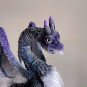 Fairy Dragon,Purple fluffy dragon doll,Custom plush dragon,personalized realistic fantasy creatures plush,handmade Dragon,pterosaur dinosaur image 4