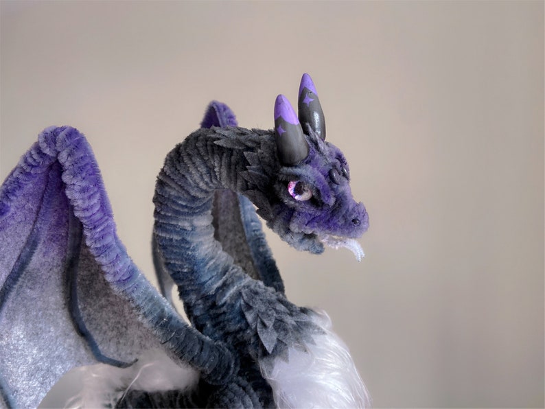 Fairy Dragon,Purple fluffy dragon doll,Custom plush dragon,personalized realistic fantasy creatures plush,handmade Dragon,pterosaur dinosaur image 4