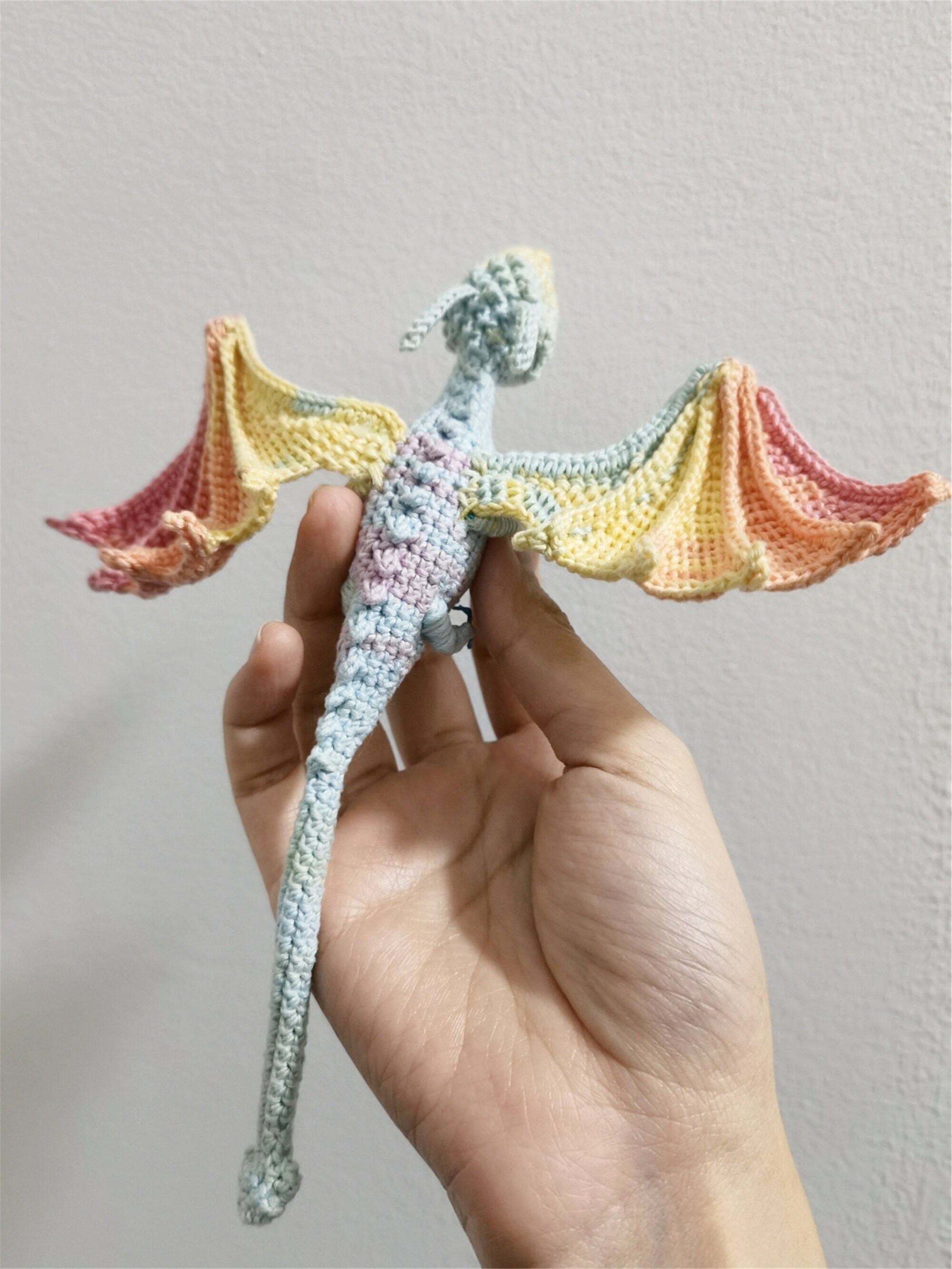 Crochet dragon brooch,pterosaur brooch,personalized dragon plush jewelry,stuffed dragon,kawaii dragon boho crochet,crochet animal brooch