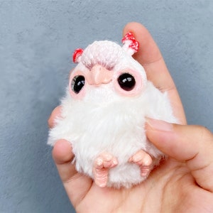 Owl dolls,pink animal Toy,handmade bird of Minerva fantasy creature plush,nighthawk fantasy creature,realistic fantasy creature,gift for her