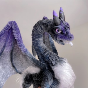 Fairy Dragon,Purple fluffy dragon doll,Custom plush dragon,personalized realistic fantasy creatures plush,handmade Dragon,pterosaur dinosaur image 1