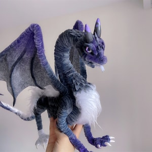 Fairy Dragon,Purple fluffy dragon doll,Custom plush dragon,personalized realistic fantasy creatures plush,handmade Dragon,pterosaur dinosaur image 7