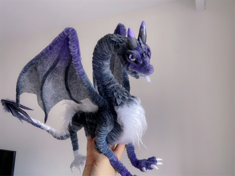 Fairy Dragon,Purple fluffy dragon doll,Custom plush dragon,personalized realistic fantasy creatures plush,handmade Dragon,pterosaur dinosaur image 7