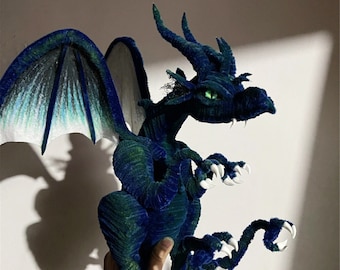 Atlantis Dragon dolls,Custom plush dragon Toys,personalized realistic fantasy creatures plush,Blue Fantasy Dragon,pterosaur dinosaur for her