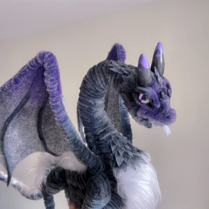 Fairy Dragon,Purple fluffy dragon doll,Custom plush dragon,personalized realistic fantasy creatures plush,handmade Dragon,pterosaur dinosaur image 3