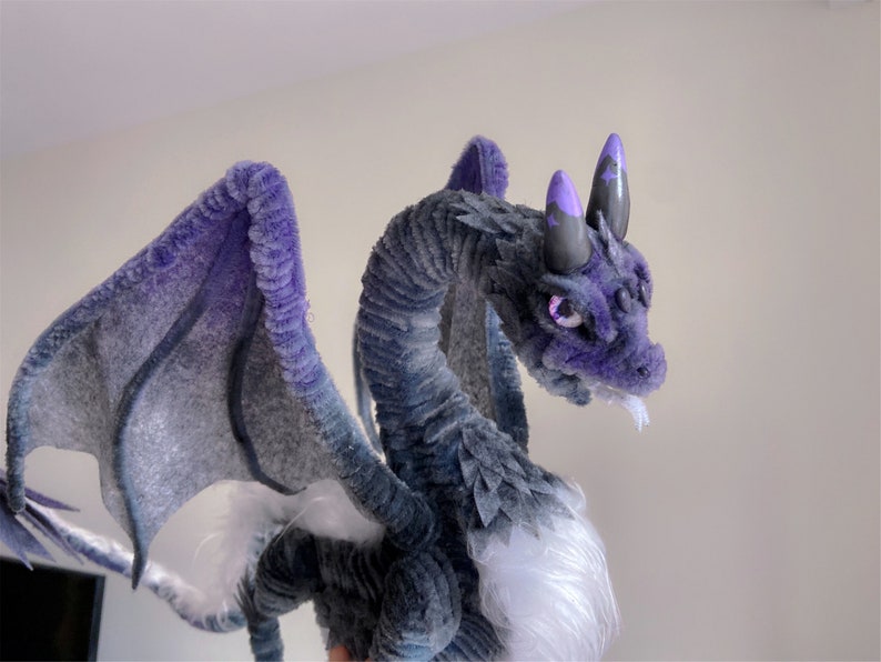 Fairy Dragon,Purple fluffy dragon doll,Custom plush dragon,personalized realistic fantasy creatures plush,handmade Dragon,pterosaur dinosaur image 3