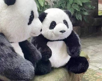 Realistiska panda plyschdockor, handsydda kattdockor, fantasivarelseleksaker, personlig panda, husdjurslekkamrater för barn, fotografidjurdocka