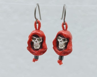 Crimson Ghost Earrings | Misfits Fiend Skull | Hypoallergenic Niobium Jewelry