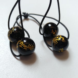 Black Agate Ponytail Bobbles | 12mm Dragon Knockers | Yoga Meditation Hair Ties