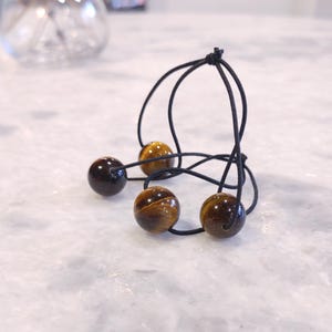 Tiger's Eye Ponytail Baubles | 16mm Gemstone Hair Ties | Yoga Fitness Accessories