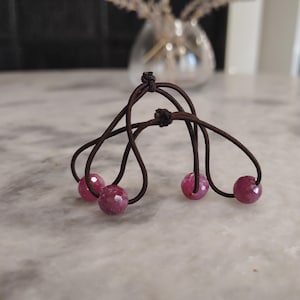 Gomas para el cabello con rubí facetado para coleta / Gomas de piedras preciosas de 10 mm