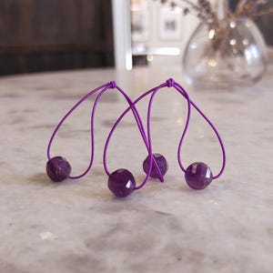 Prism-Cut Amethyst Bobbles | 12mm Ponytail Knockers | Yoga Meditation Hair Ties
