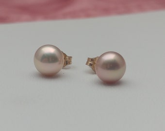 Titanium Pearl Studs | 7.5-8mm | Genuine High Luster Metallic Pearls | Hypoallergenic Earrings