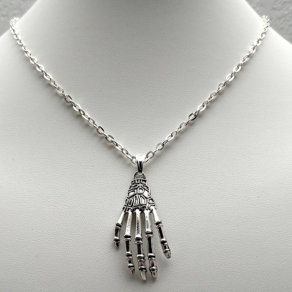 Skeletal Hand Pendant | Left Hand Black | Halloween Jewelry | Skull Accessories