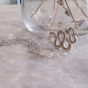 Silver Snake Festoon Necklace | Serpent Jewelry | Snake Pendant