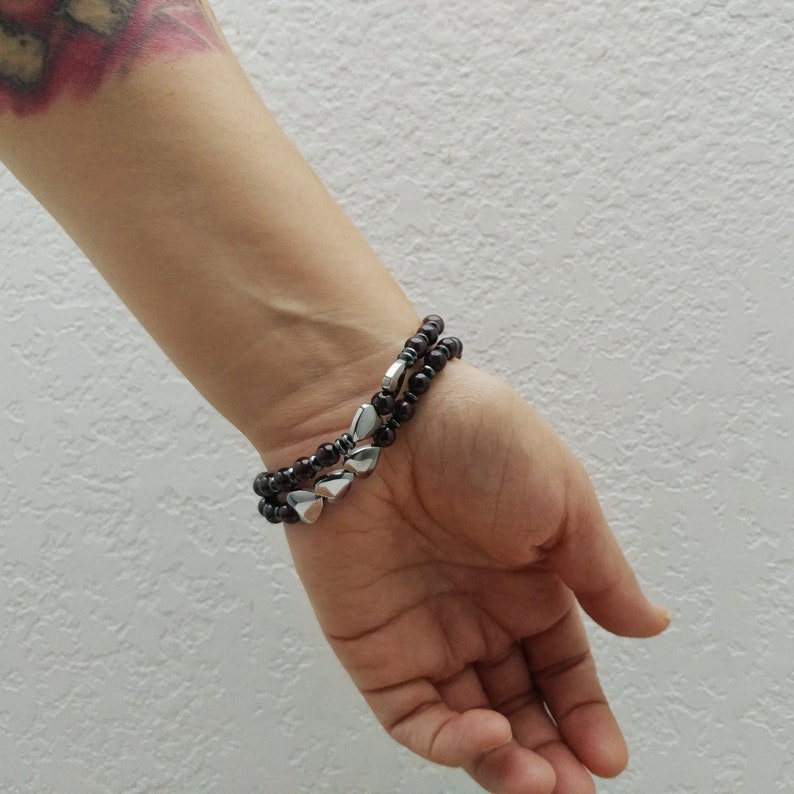 Pink Rose /& Hearts Gemstone Stretch Bracelet