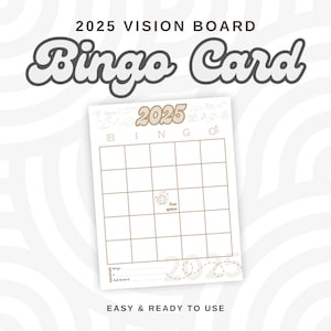 Modelo de cartão de bingo em branco 2025 – Imprimível personalizável para rastreamento de metas, recompensas e diversão