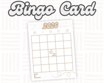 Blank 2026 Bingo Card Template – Customizable Printable for Goal Tracking, Rewards, and Fun