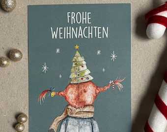 Postkarte / Weihnachten / Sei wild, frech und wunderbar / Geschenk Freundin, Mama / Freundschaft / Liebe/ Aquarell /Digitalprint