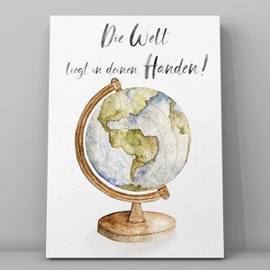 Poster / personalized / the world is in your hands / birth poster / affirmation poster / gift communion, baptism, birth, parents