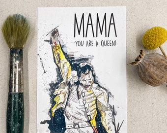 Postkarte/ Mama - You Are a Queen / Muttertag / Geschenk Mutter / Ich denk an dich / Illustration/ Aquarell