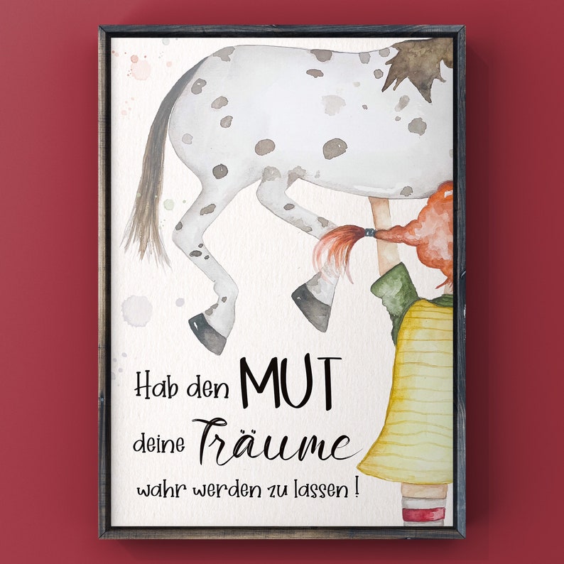 Sei wild frech und wunderbar. Hab Mut-erfülle dir deine Träume. Aquarellbild / Digitalprint / Geschenk Freundin / Kinder / Mutter Bild 1