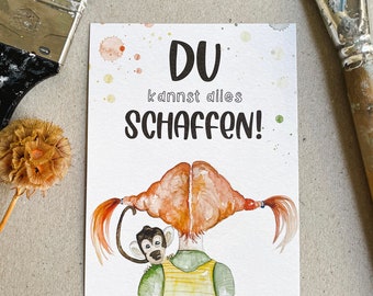 Postkarte / Du kannst alles schaffen / Sei wild, frech und wunderbar / Karte zur Einschulung / Freundschaft / Liebe / Du bist toll