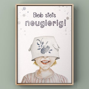 Poster: always stay curious / rascals / watercolor / children's stories / children's illustration / friendship / gift girlfriend / mother