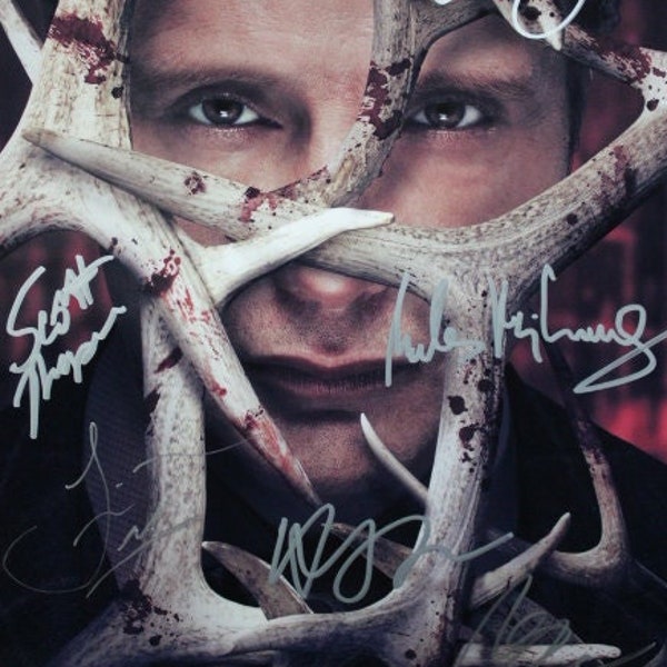 13x19 - Autogrammes Poster - TV Serie - Hannibal - Mads Mikkelsen, Hugo Dancy + COA