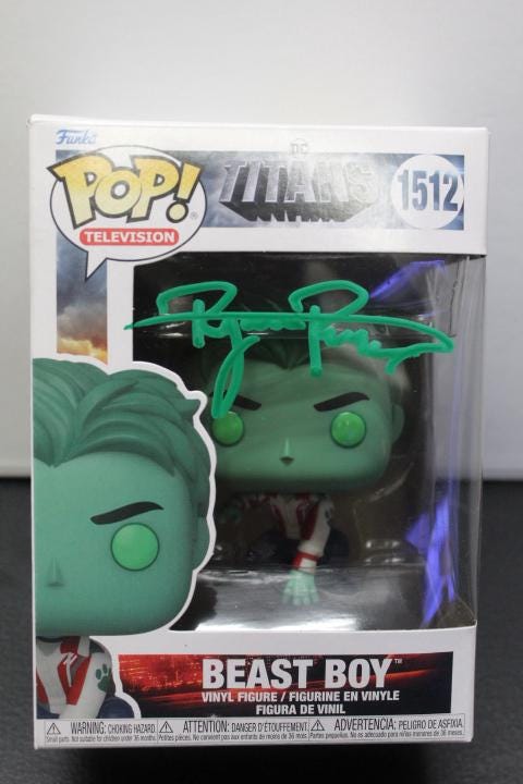 Signed Funko Pop #1512 - Beast Boy - Titans - Ryan Potter + COA