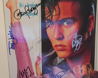 Póster autografiado del elenco - Cry Baby - Johnny Depp - Musical - Raro + Certificado de autenticidad