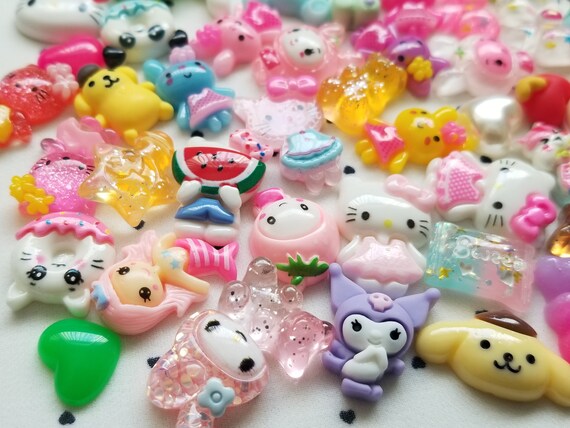 Kawaii Cute Animals Flatback Charms Polymer Clay Set of 10pc Cartoon Sweets