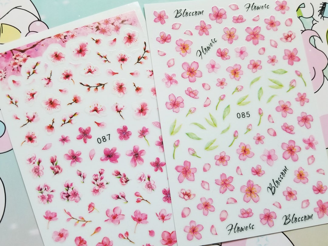 Sakura Cherry Blossom Flower Nail Decal Sticker Peel off Self Adhesive 2 Sheets - Etsy