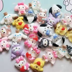 121 PCS Hello Kitty Nail Charms Nail Art Stickers Y2K Kawaii Nail Charms  Slime Charms 3D Nail Art Charms Flatback Resin Charms