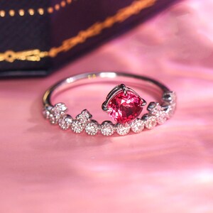 Pink Peach Spinel Cushion Cut White Diamond Ring 18K Solid - Etsy