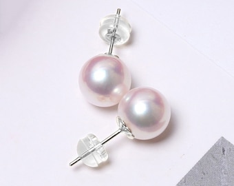 Authentic Japan Akoya Pearl Studs 18K Solid Yellow Gold Earring, Perfect Fusion of Simplicity and Elegance Pearl Jewelry