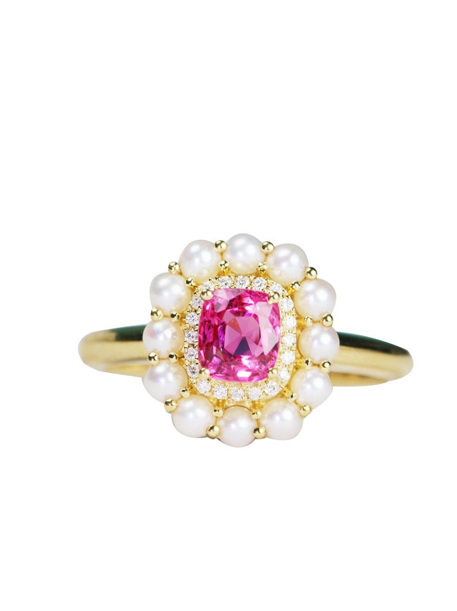 1.2ct Natural Pink Peach Spinel & White Diamond Ring 18K - Etsy