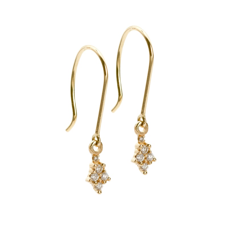 Wedding Jewelry Ona Drops Diamonds 14k Solid Yellow Gold Handmade Earrings Rose Gold White Gold Piercing Bridesmaid Gift