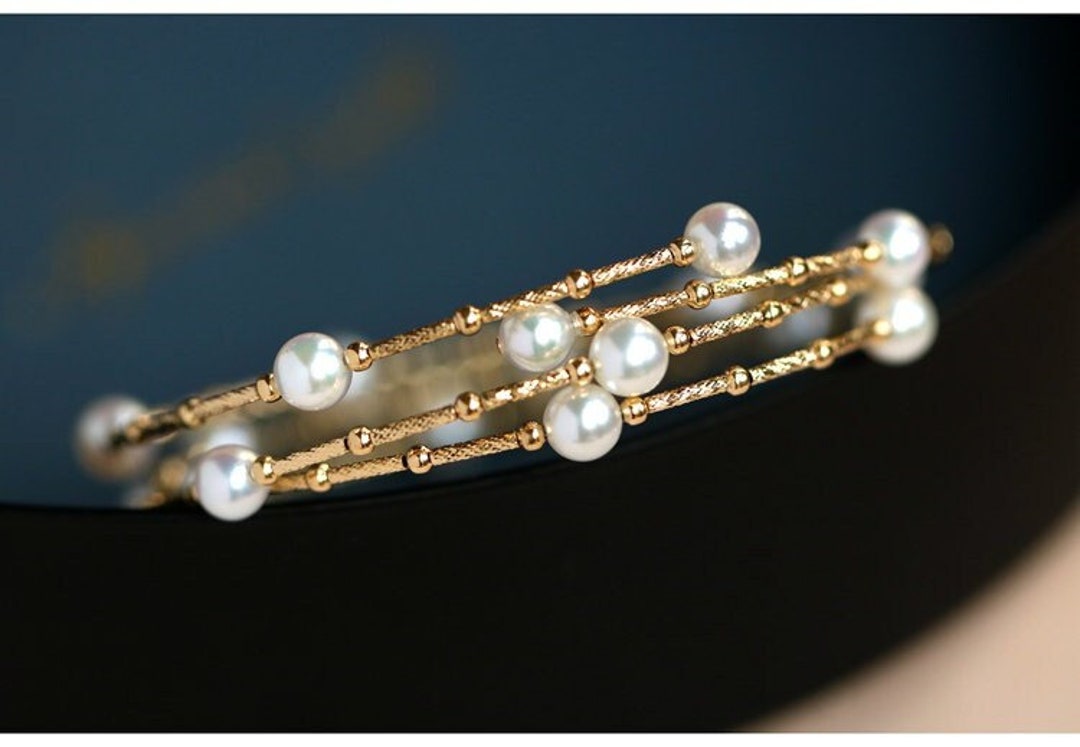 5mm Akoya Pearl From Seawater 18K Yellow Gold Pearl Bracelet Gift Idea