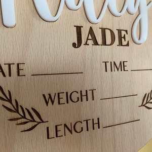 Baby Announcement Sign & Custom Name, Personalized Wooden Birth Stats ...