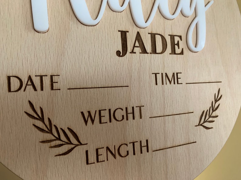 Personalized Baby Name Announcement Sign Custom 3D Wood Baby Birth Sign Stats Engraved Hospital Baby Name Sign Newborn Gift, Available Sizes image 6