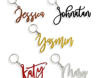 Personalized Metal Keychain with Laser Cut Name - Custom Keyrings - Bag Key Chain