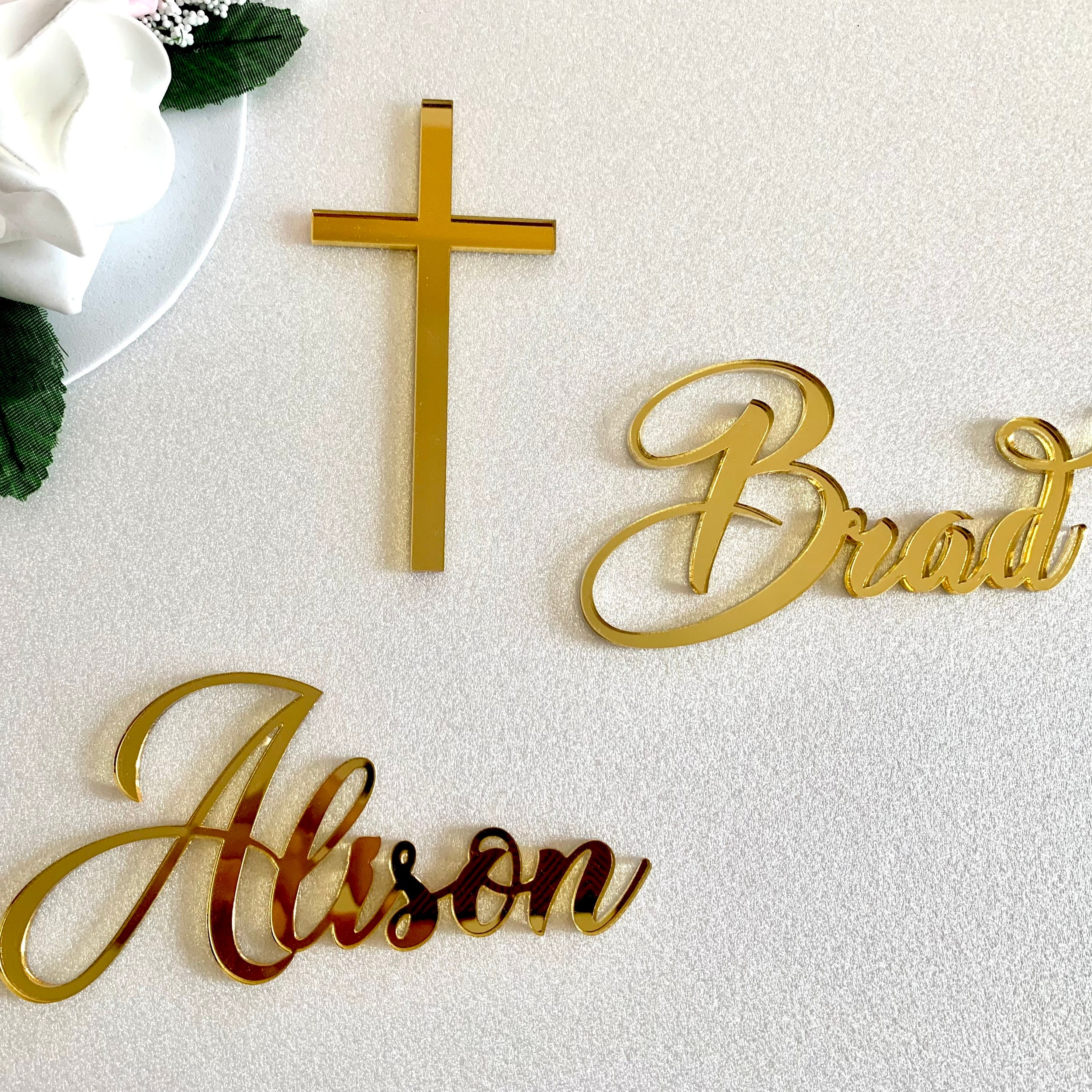Two Names & Cross Cake Topper - Personalized Baptism and Christening ...