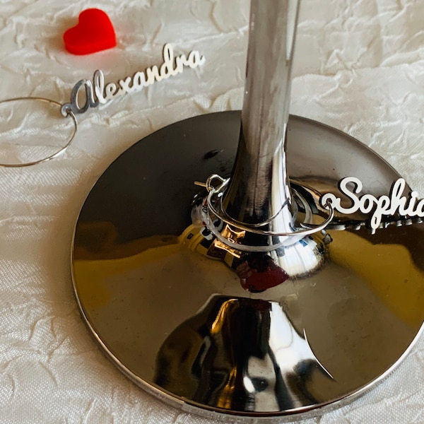 Personalized Stainless Steel Wine Glass Charms Wedding Name Tags Party Favors Custom Name Charms Place Cards Laser Cut Metal Place Settings