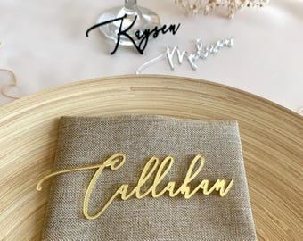 Personalized Laser Cut Names, Custom Wedding Place Cards - Calligraphy Font