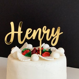Personalized Name Cake Topper Custom Birthday Cupcake Decorations Christening Baptism 1st Birthday Party Decor Baby Shower Any Color & Name